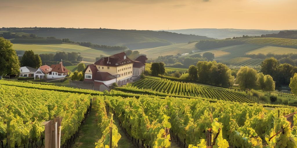 Steile Weinberge im Rheingau über dem Rhein